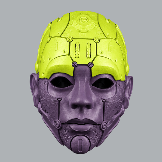Cyborg Humanoid Robot Mask - Poison / Black Purple - front view
