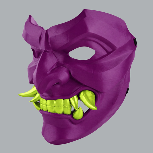 Kabuto Mask With Fangs - Purple Rain / Wild Lime - View 2