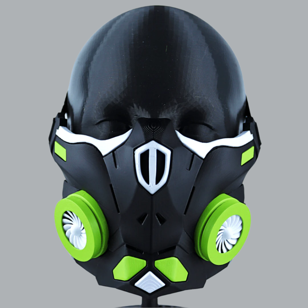 Space Armory Cyber Ninja Cosplay Warrior Mask Matte Black/Lime