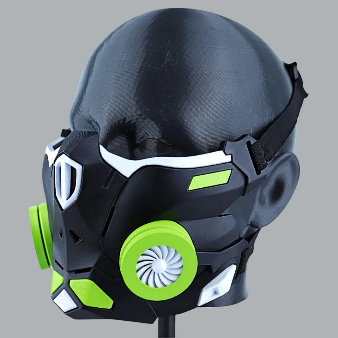 Space Armory Cyber Ninja Cosplay Warrior Mask Matte Black/Lime