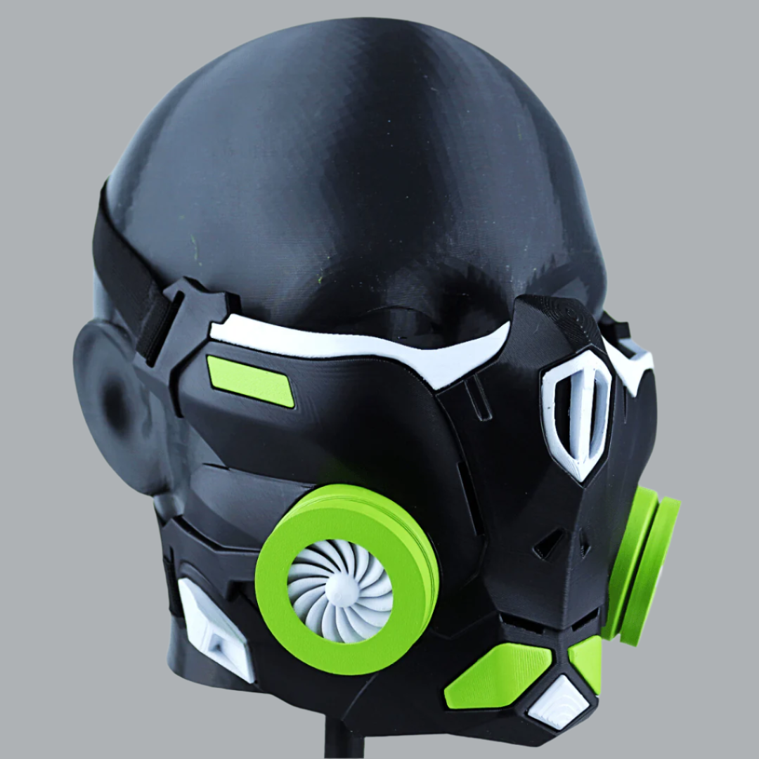 Space Armory Cyber Ninja Cosplay Warrior Mask Matte Black/Lime