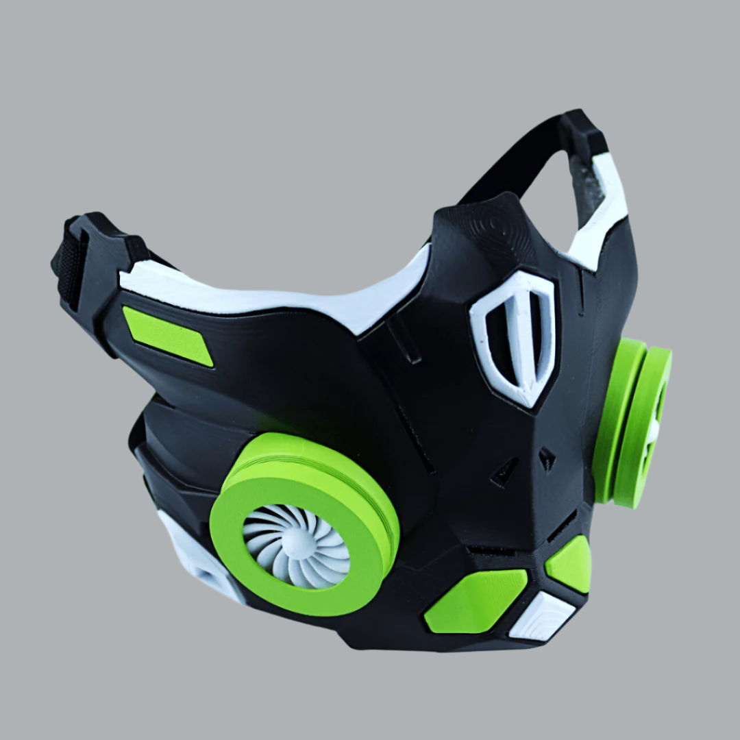 Space Armory Cyber Ninja Cosplay Warrior Mask Matte Black/Lime