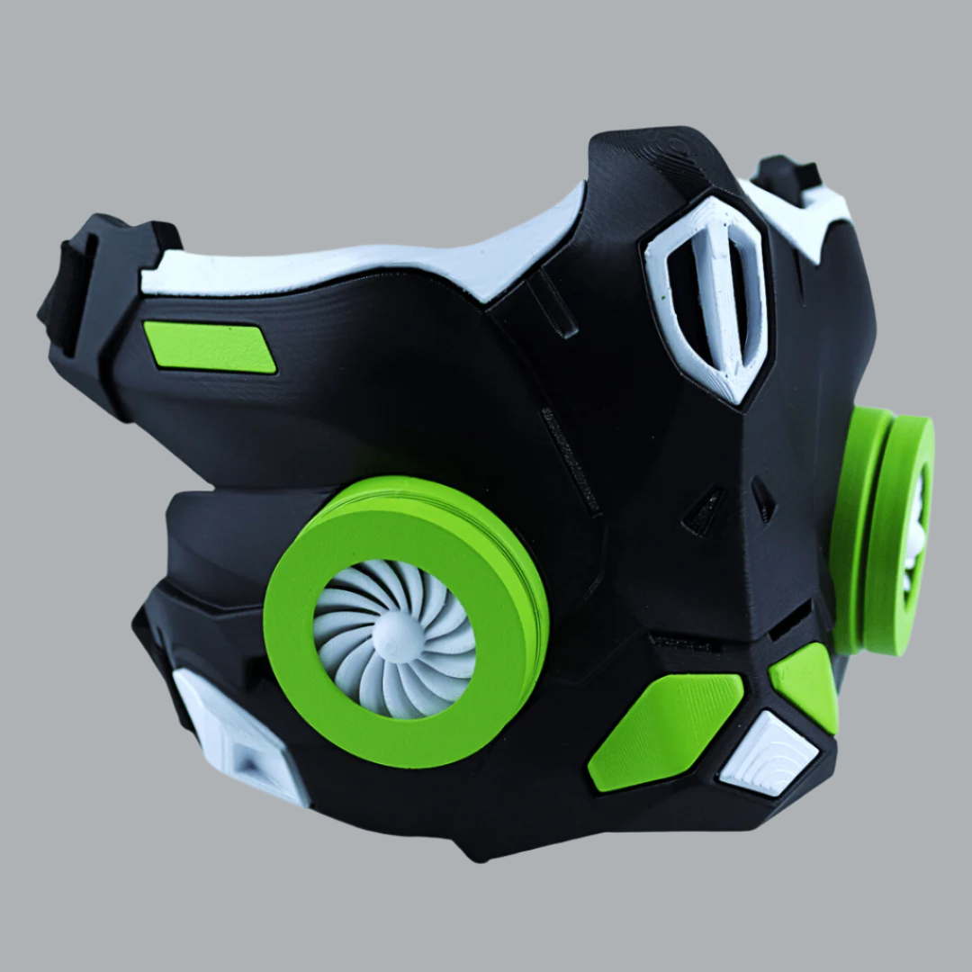 Space Armory Cyber Ninja Cosplay Warrior Mask Matte Black/Lime