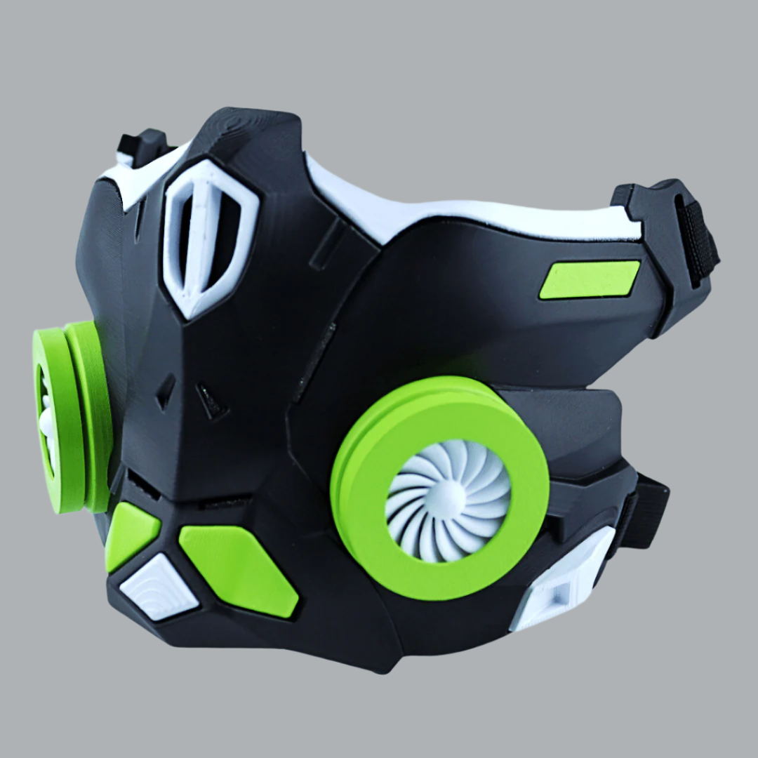 Space Armory Cyber Ninja Cosplay Warrior Mask Matte Black/Lime
