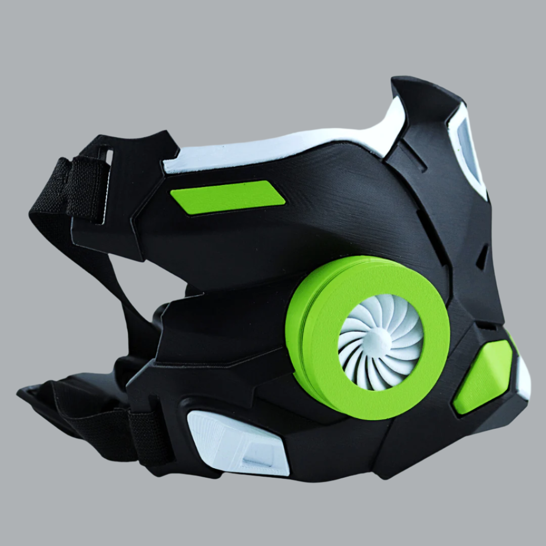 Space Armory Cyber Ninja Cosplay Warrior Mask Matte Black/Lime