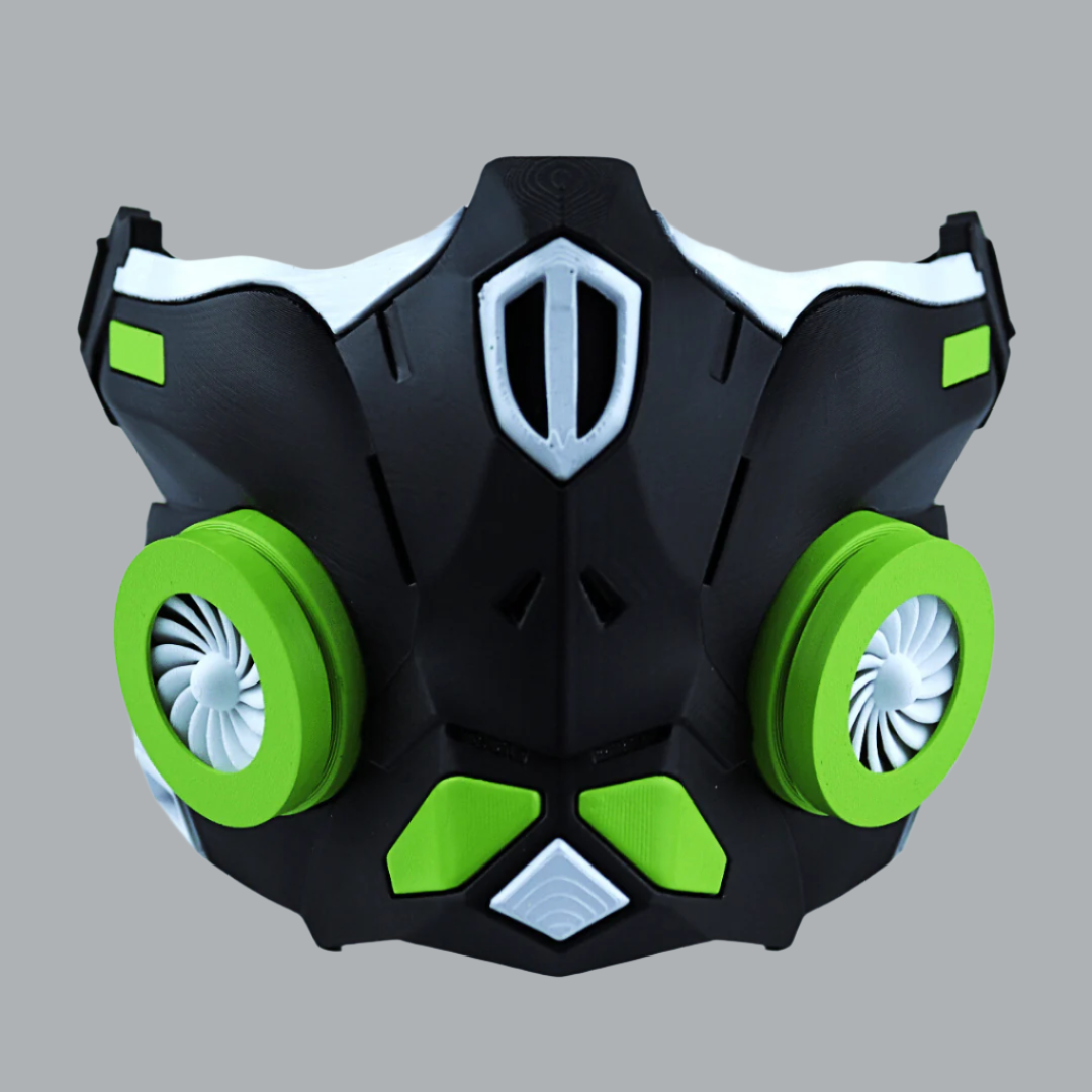 Space Armory Cyber Ninja Cosplay Warrior Mask Matte Black/Lime