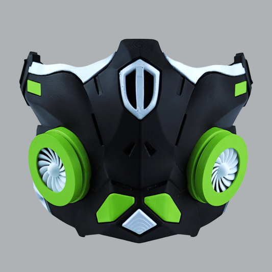 Space Armory Cyber Ninja Cosplay Warrior Mask Matte Black/Lime