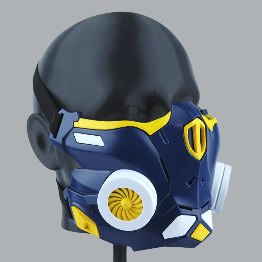 Space Armory Cyber Ninja Cosplay Warrior Mask Midnight Blue/Yellow