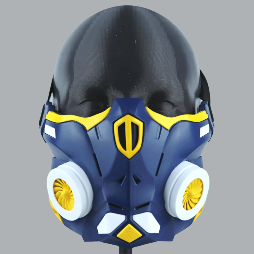 Space Armory Cyber Ninja Cosplay Warrior Mask Midnight Blue/Yellow