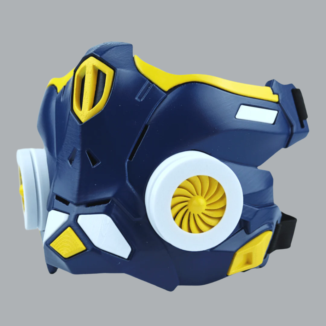 Space Armory Cyber Ninja Cosplay Warrior Mask Midnight Blue/Yellow