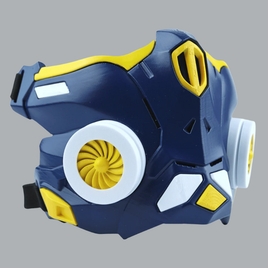 Space Armory Cyber Ninja Cosplay Warrior Mask Midnight Blue/Yellow