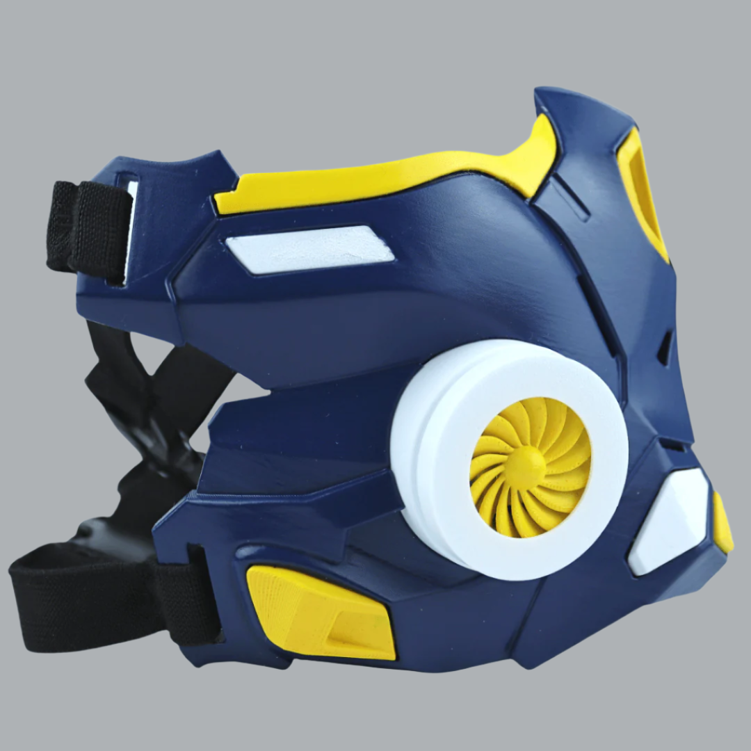 Space Armory Cyber Ninja Cosplay Warrior Mask Midnight Blue/Yellow