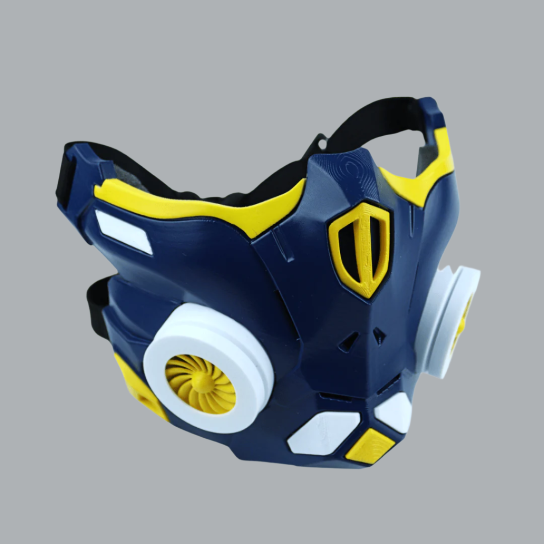Space Armory Cyber Ninja Cosplay Warrior Mask Midnight Blue/Yellow