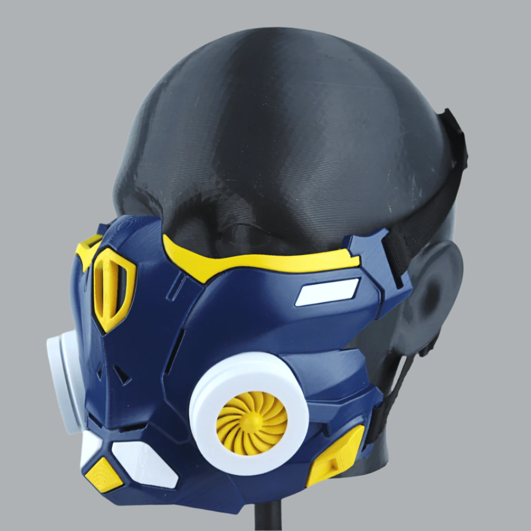Space Armory Cyber Ninja Cosplay Warrior Mask Midnight Blue/Yellow
