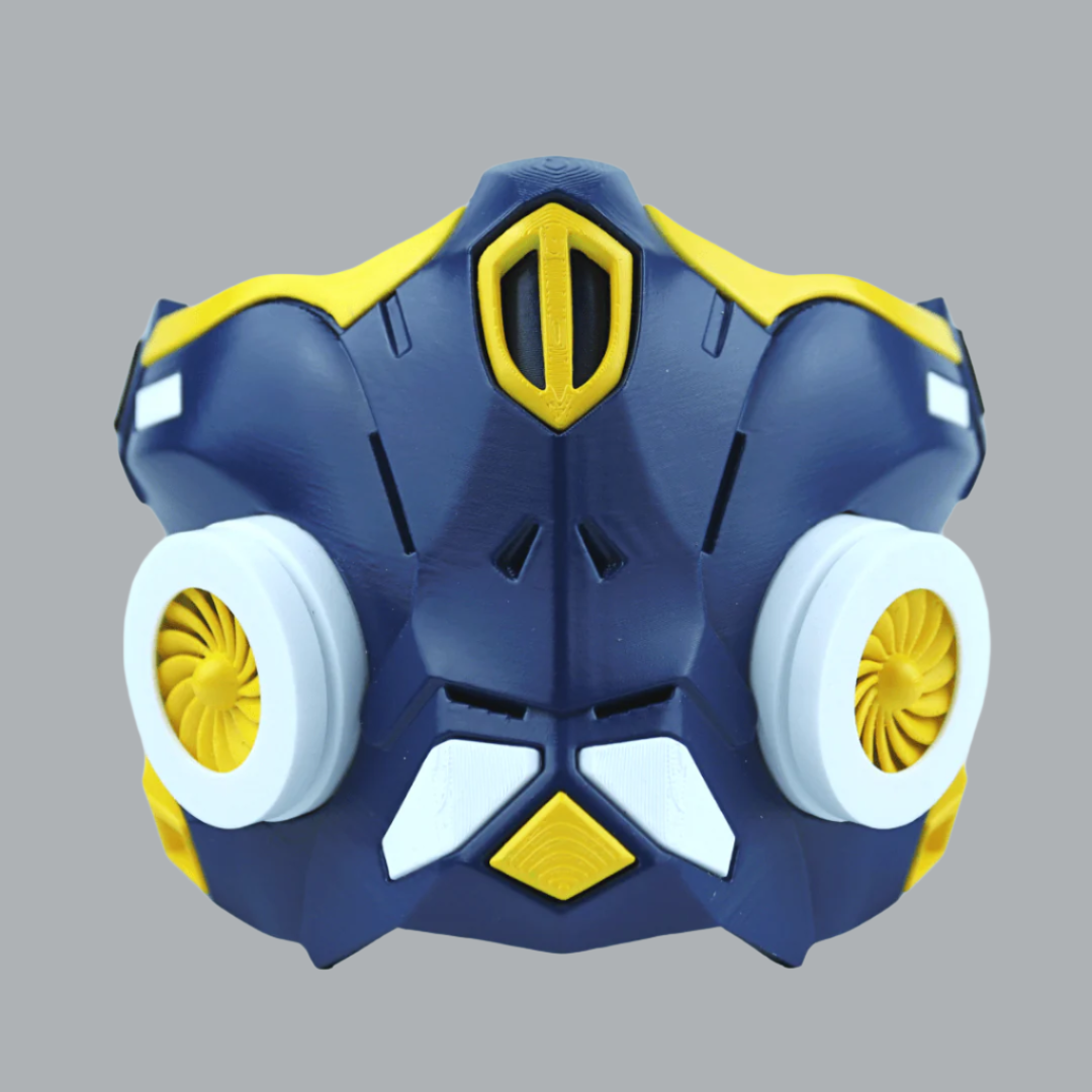 Space Armory Cyber Ninja Cosplay Warrior Mask Midnight Blue/Yellow