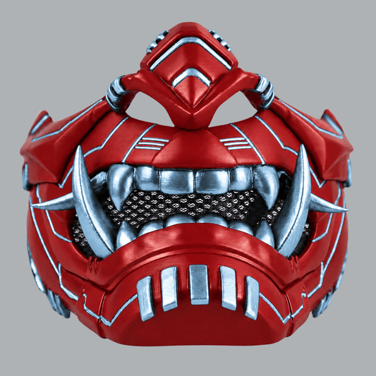 Space Armory Cyber Oni Mask - Blood Red / Ice Blue Masks