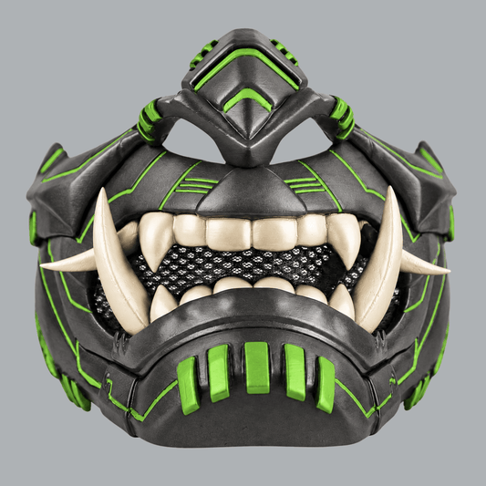 Space Armory Cyber Oni Mask - Graphit / Infra Green / Bone Masks