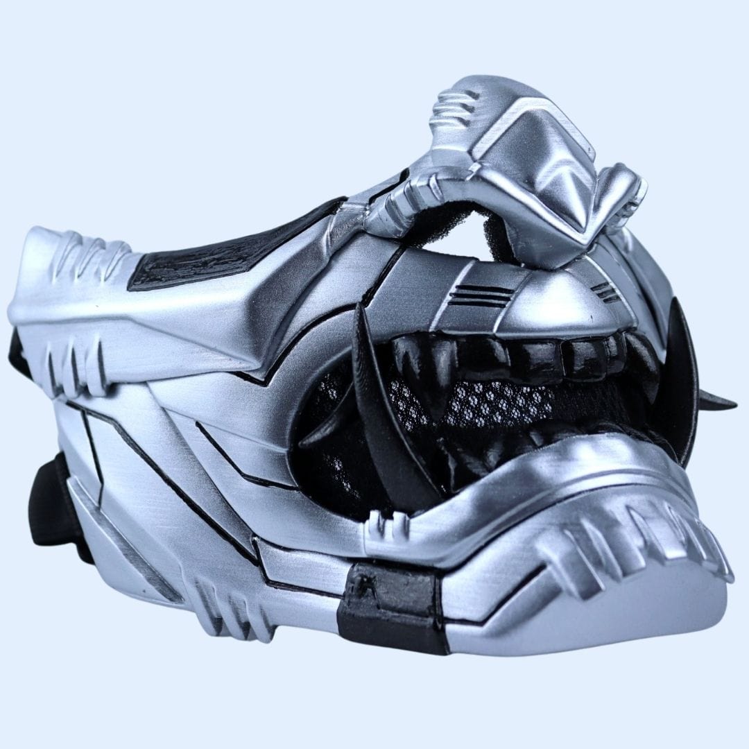 Cyber Oni Mask Metallic Gray – Space Armory | Japanese Mask