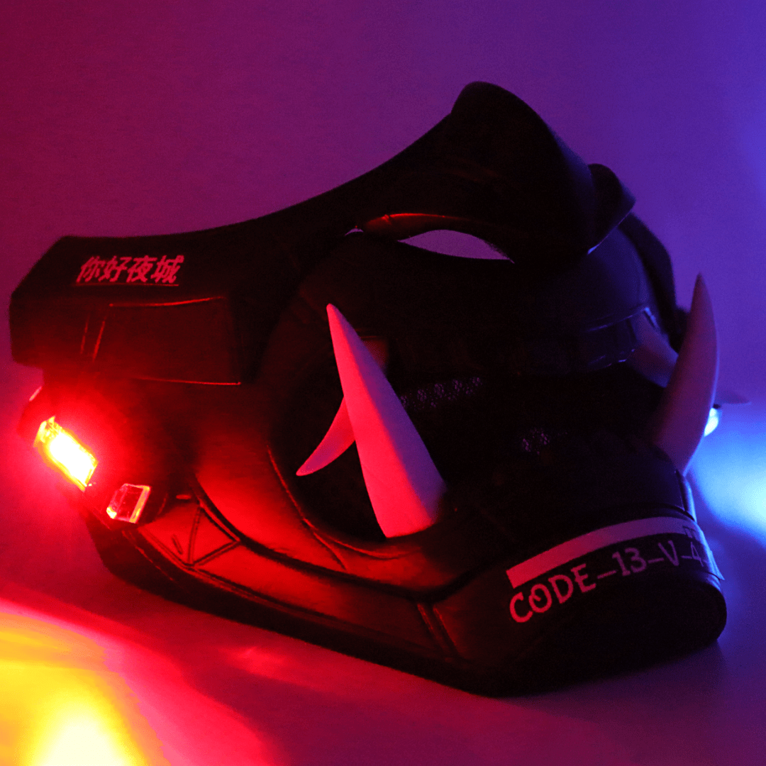 Space Armory Cyberpunk LED Oni Mask Matte Black Masks