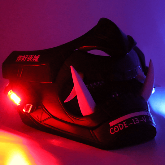 Space Armory Cyberpunk LED Oni Mask Matte Black Masks