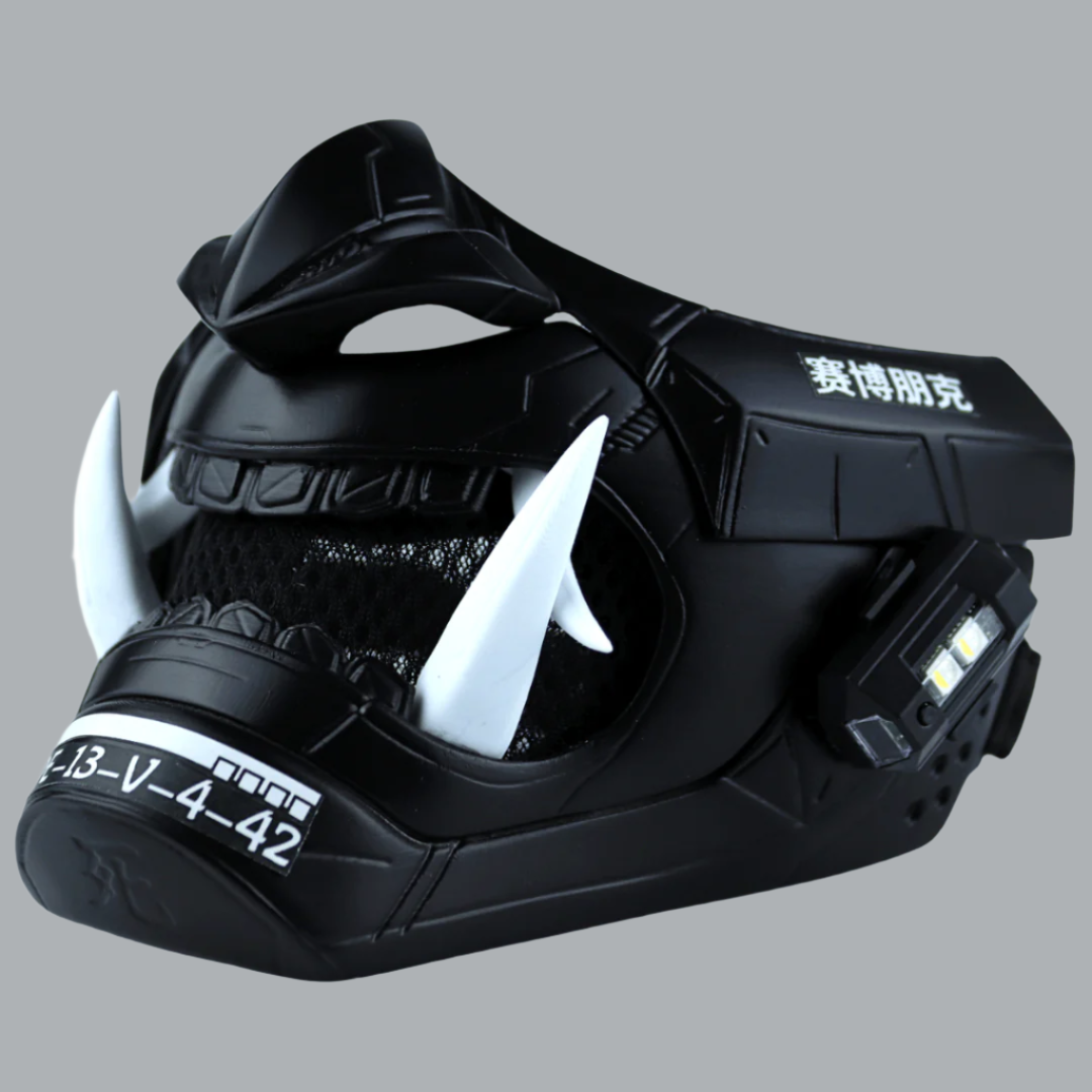 Space Armory Cyberpunk LED Oni Mask Matte Black Masks
