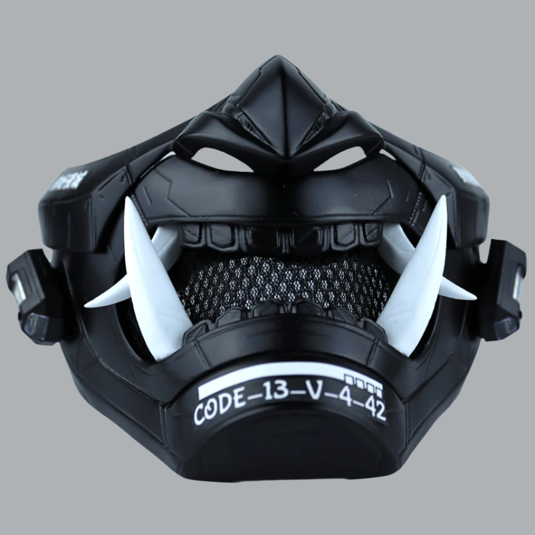 Space Armory Cyberpunk LED Oni Mask Matte Black Masks
