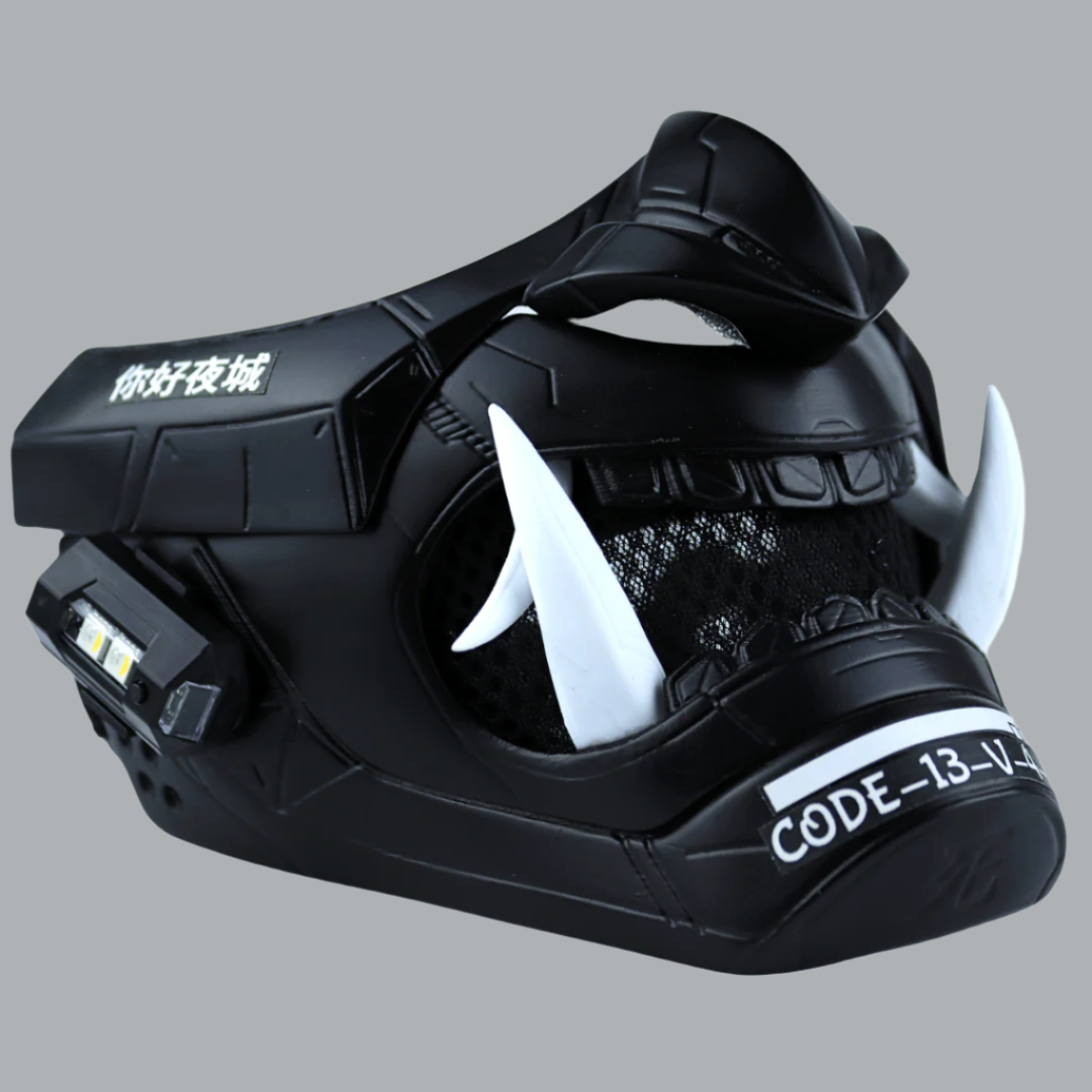 Space Armory Cyberpunk LED Oni Mask Matte Black Masks