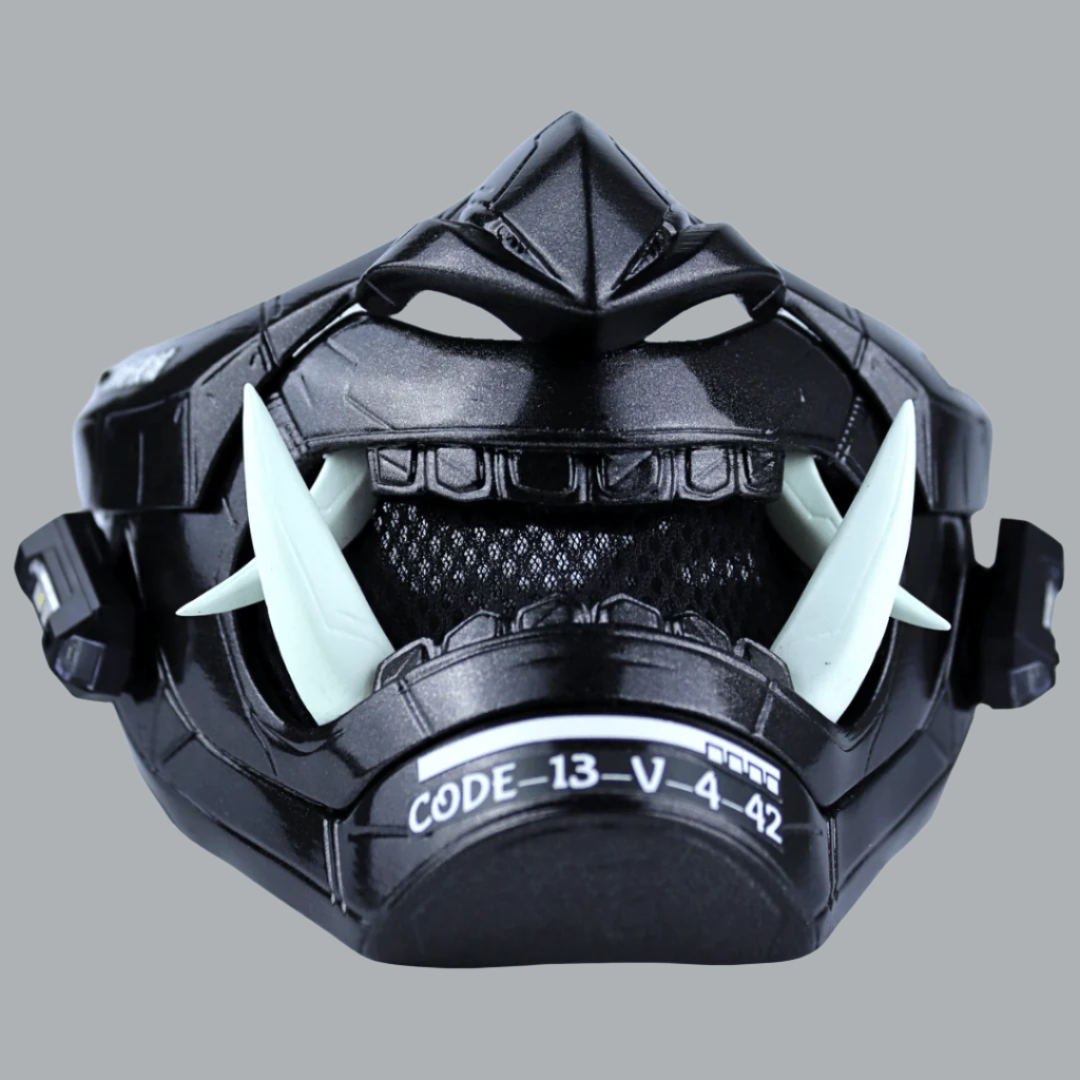 Space Armory Cyberpunk LED Oni Mask Metallic Black Masks