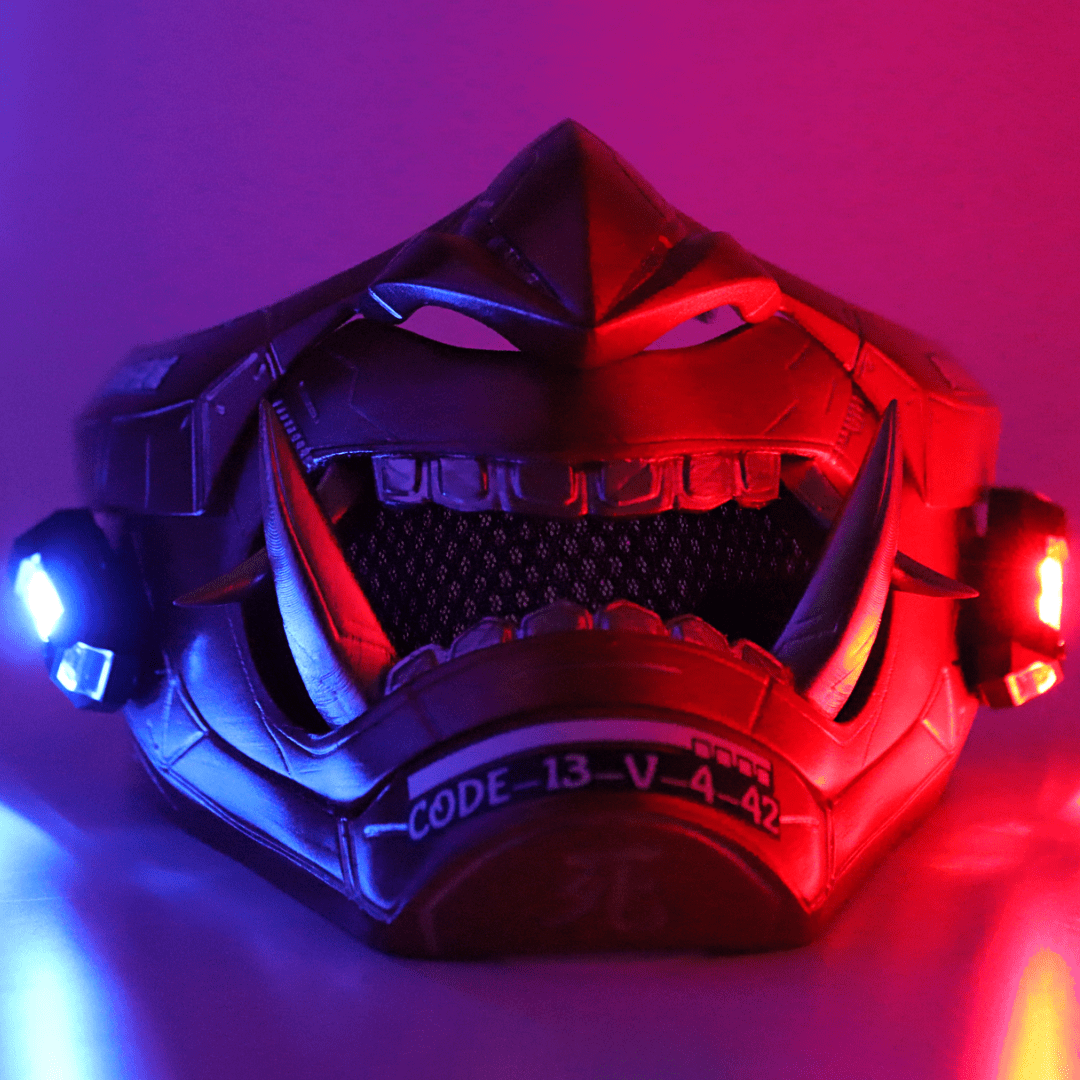 Space Armory Cyberpunk LED Oni Mask Metallic Red Masks