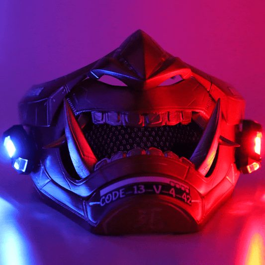 Space Armory Cyberpunk LED Oni Mask Metallic Red Masks