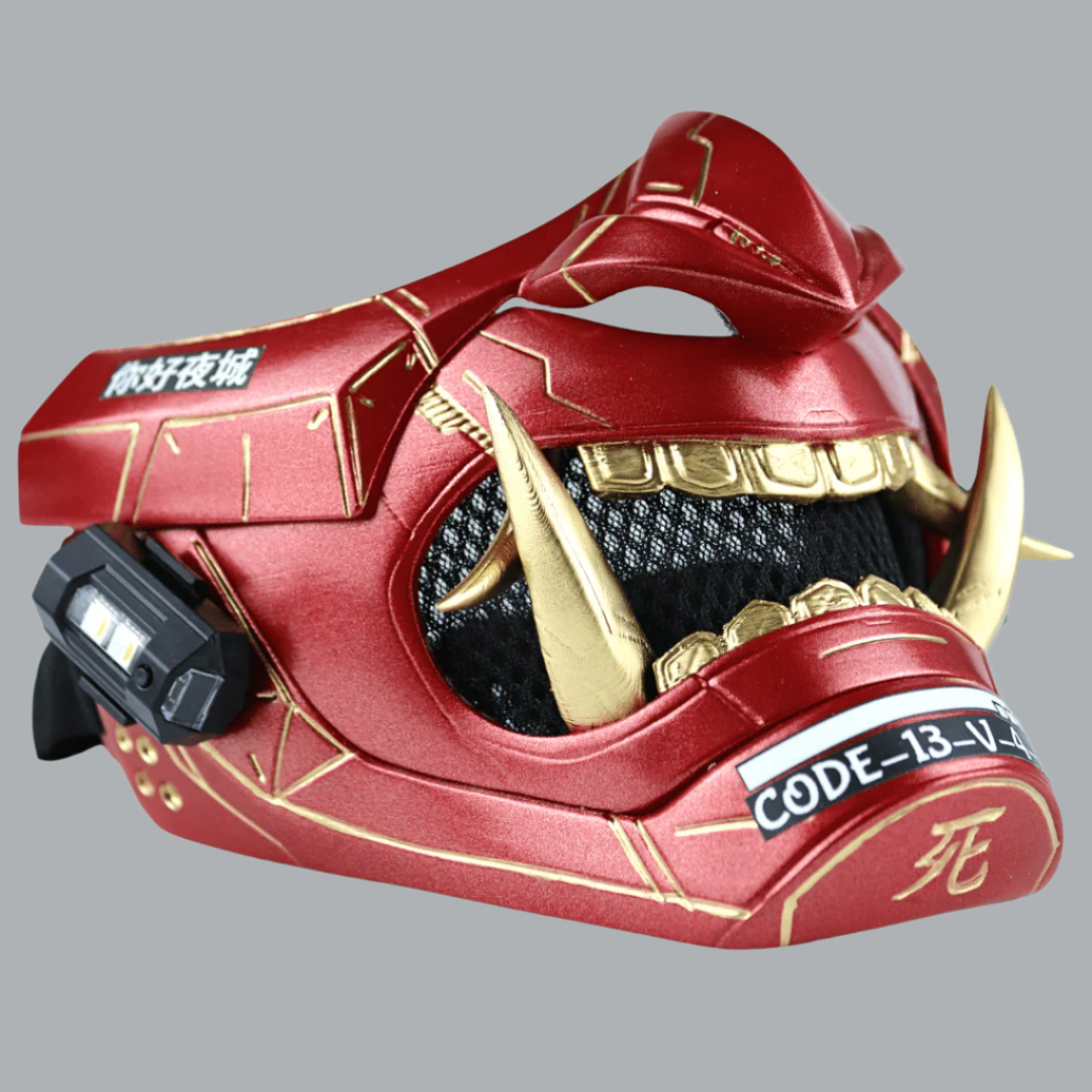 Space Armory Cyberpunk LED Oni Mask Metallic Red Masks