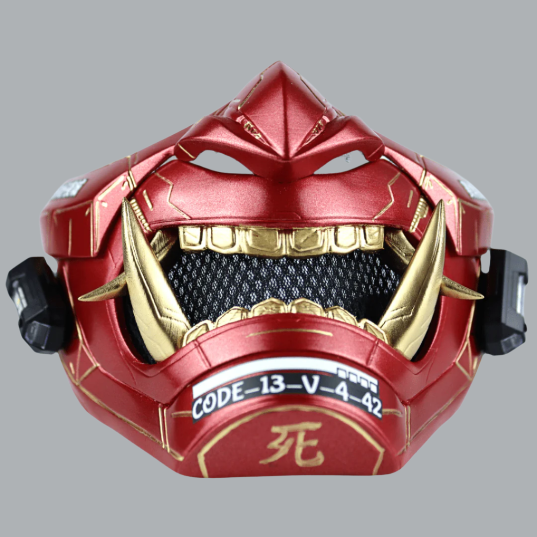 Space Armory Cyberpunk LED Oni Mask Metallic Red Masks