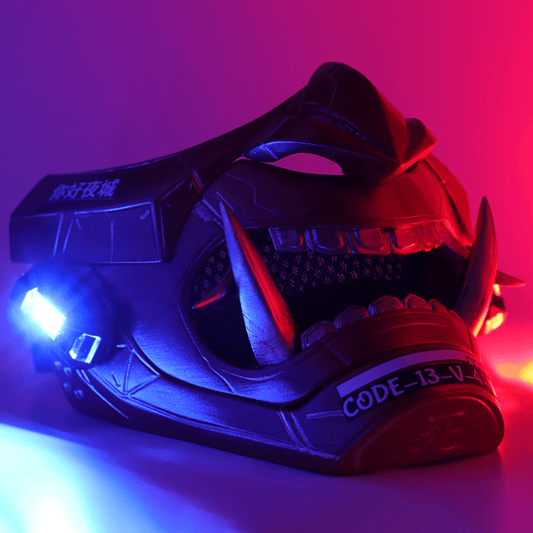 Space Armory Cyberpunk LED Oni Mask Metallic Red Masks