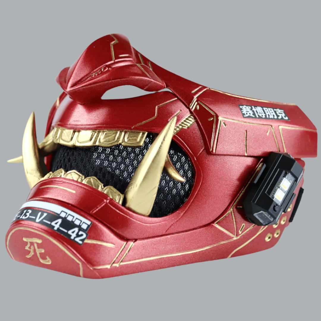 Space Armory Cyberpunk LED Oni Mask Metallic Red Masks