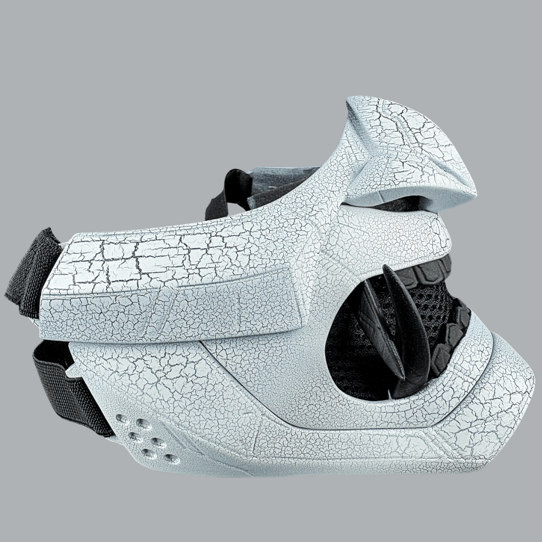 Space Armory Cyberpunk Oni Mask - Cracked Effect Black/White Masks