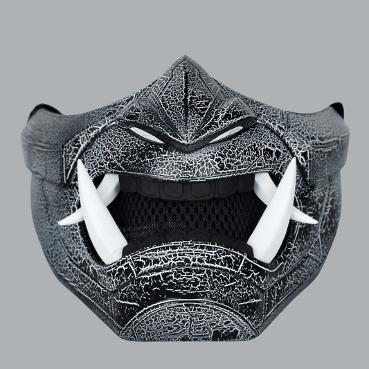 Space Armory Cyberpunk Oni Mask - Cracked Effect Black/White Masks