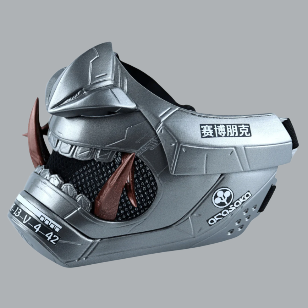 Space Armory Cyberpunk Oni Mask Grey Aluminum Masks