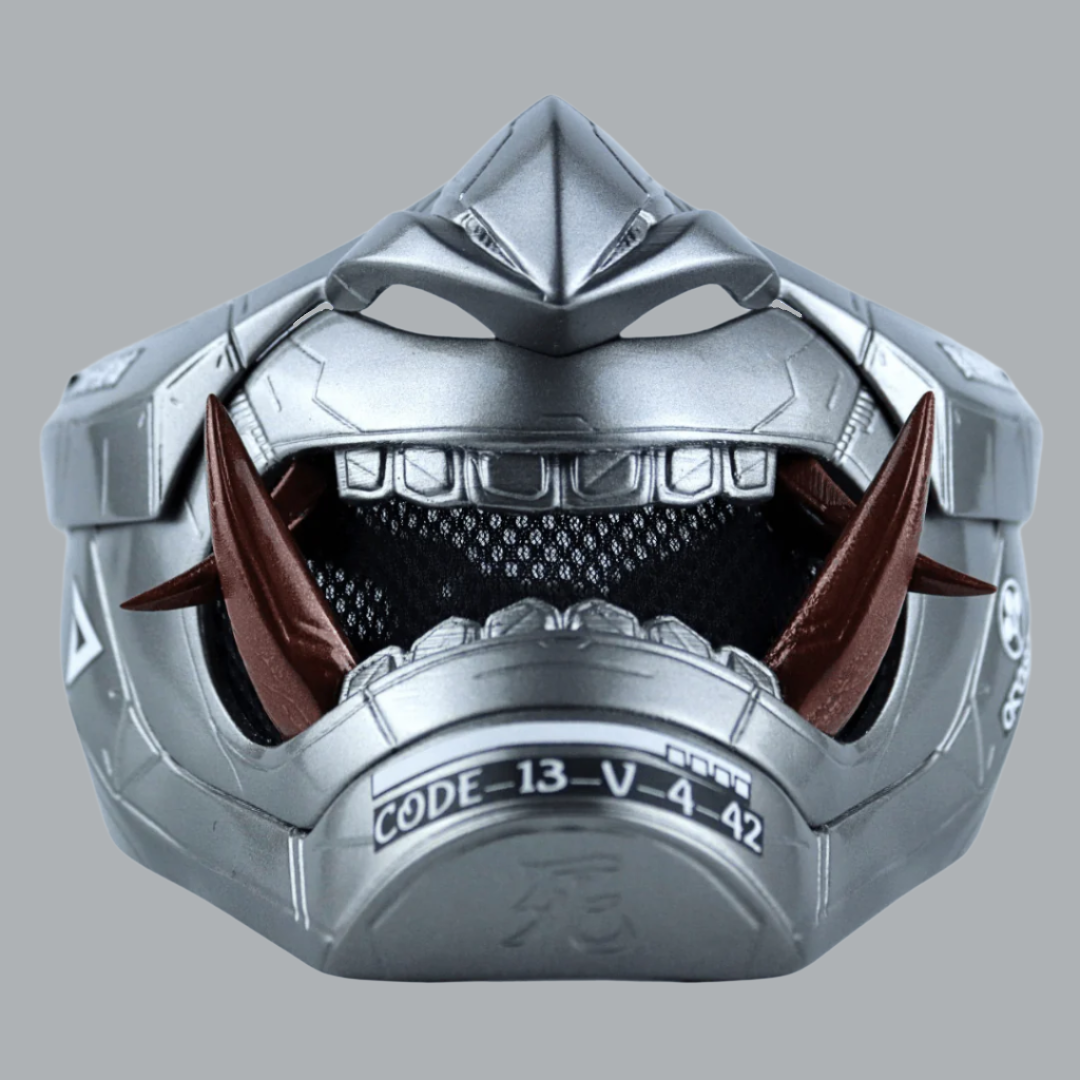 Space Armory Cyberpunk Oni Mask Grey Aluminum Masks