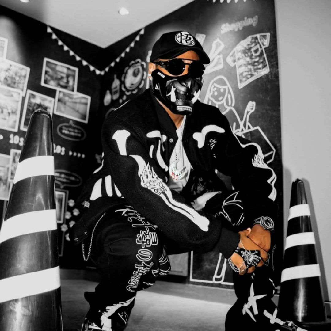 Space Armory Cyberpunk Oni Mask Matte Black Masks