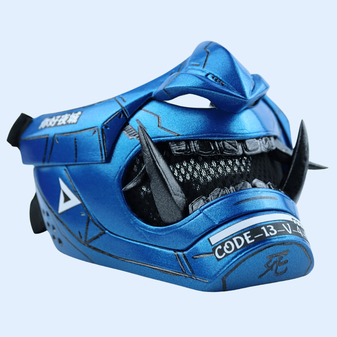 Space Armory Cyberpunk Oni Mask Metallic Blue Black / S Masks