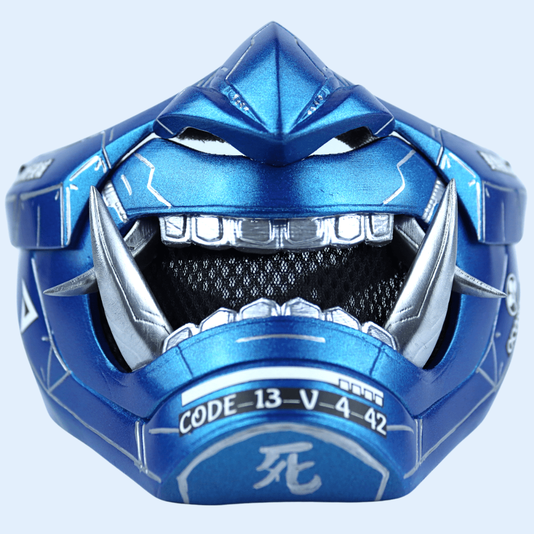 Space Armory Cyberpunk Oni Mask Metallic Blue Masks