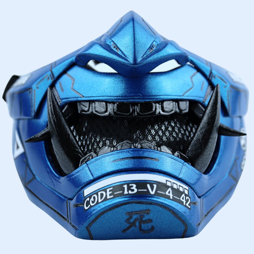 Space Armory Cyberpunk Oni Mask Metallic Blue Masks