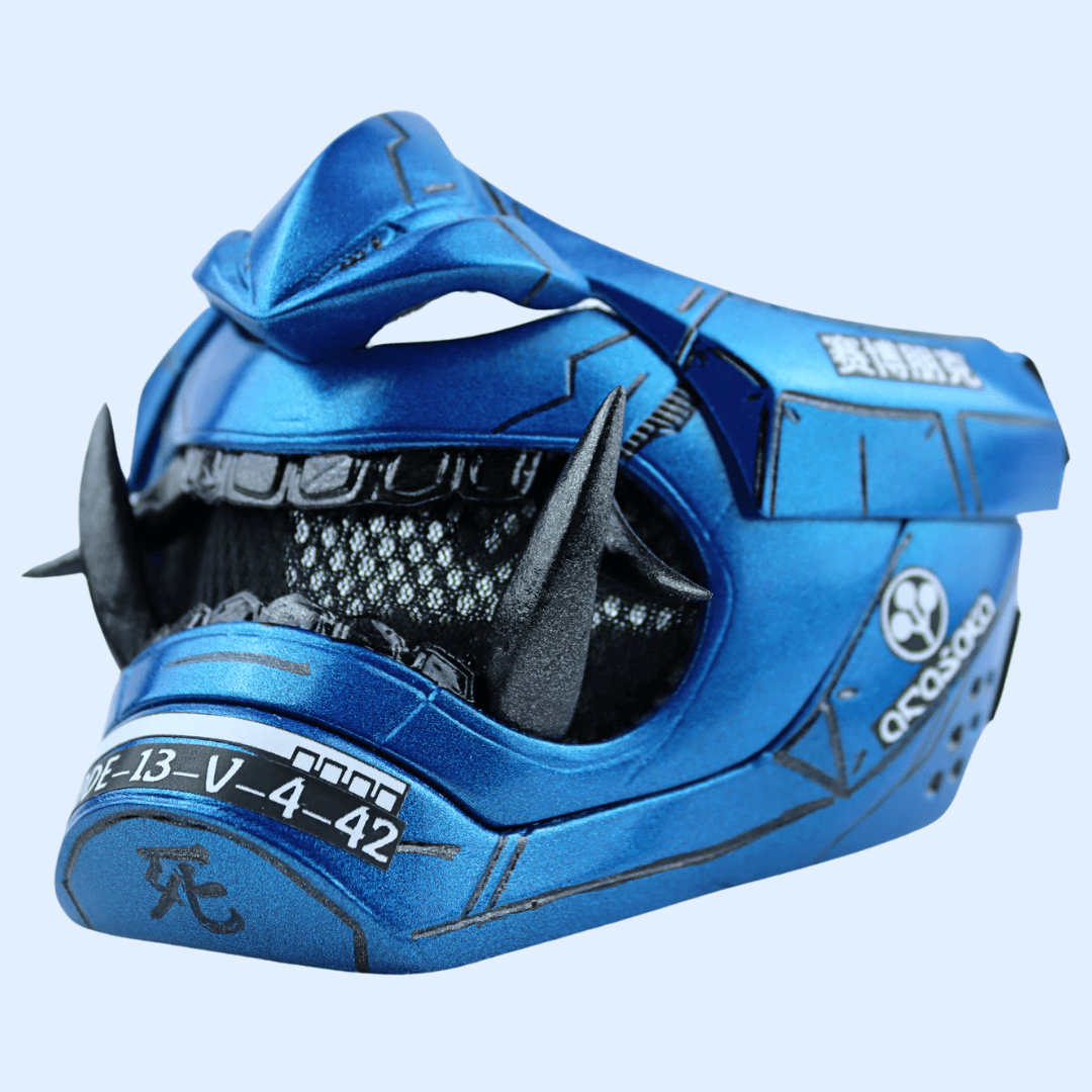 Space Armory Cyberpunk Oni Mask Metallic Blue Masks