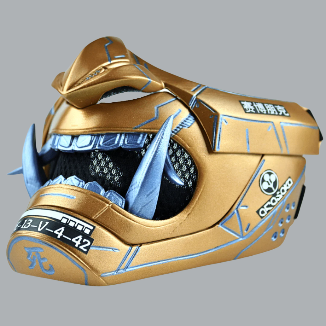 Space Armory Cyberpunk Oni Mask Metallic Gold Masks