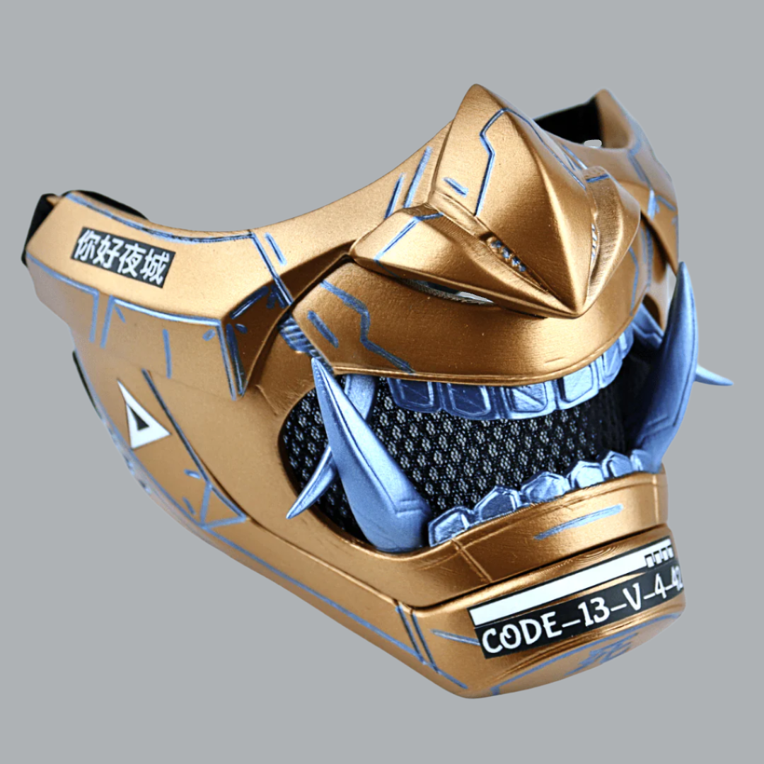 Space Armory Cyberpunk Oni Mask Metallic Gold Masks