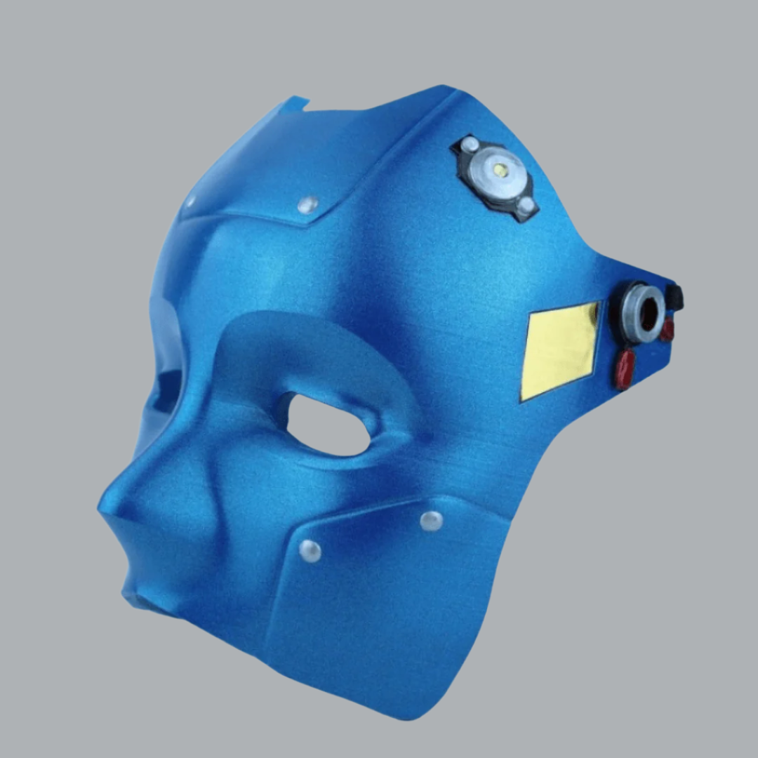 Space Armory Cyborg Android Robot Mask Metallic Blue