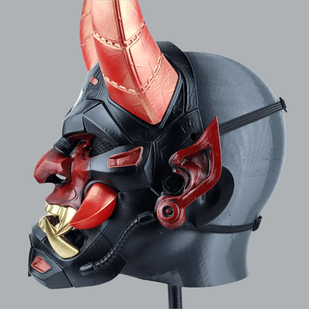 Space Armory Cyborg Full Face Oni Mask Matte Black Masks