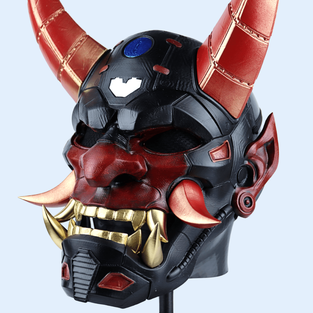 Space Armory Cyborg Full Face Oni Mask Matte Black Masks