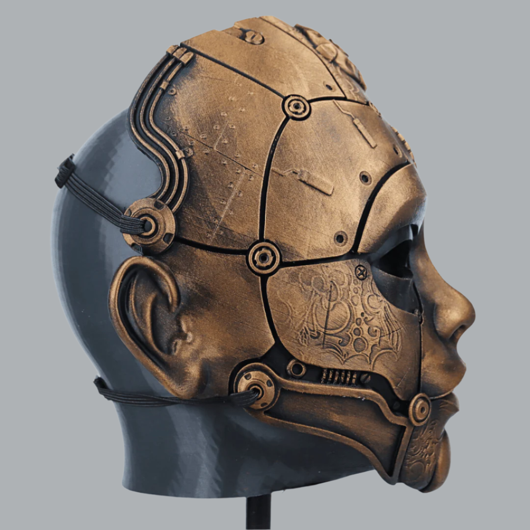 Space Armory Cyborg Humanoid Robot Mask - Bronze