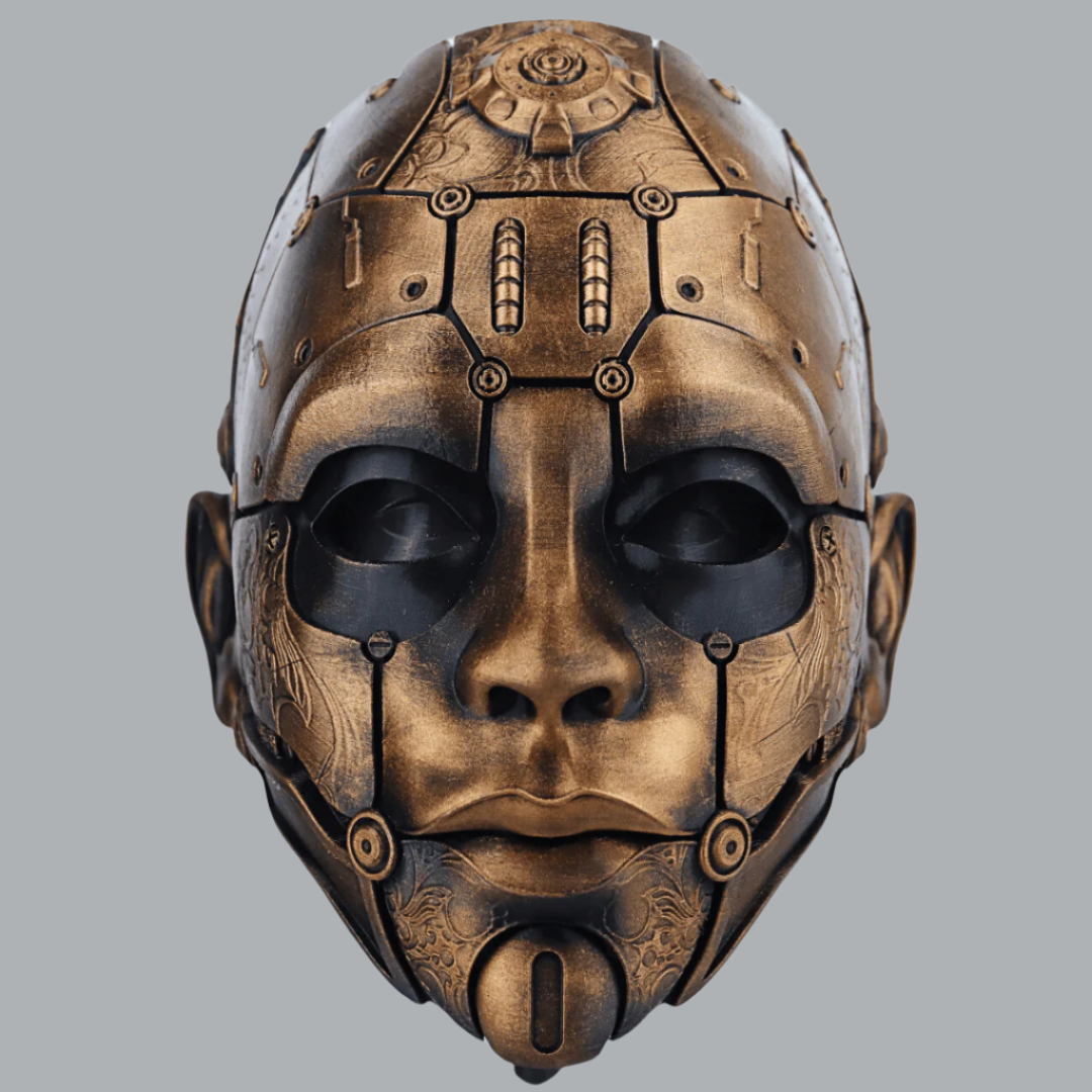 Space Armory Cyborg Humanoid Robot Mask - Bronze